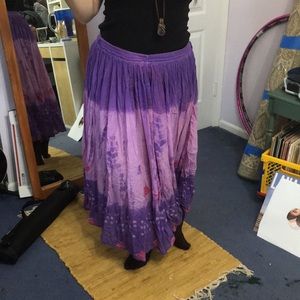 Purple tie die twirling maxi skirt